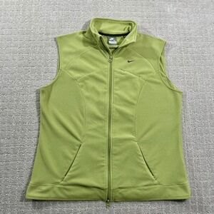 Vintage Nike Therma Fit Green Full Zip Athletic Y2K Fleece Golf Vest Women's XL